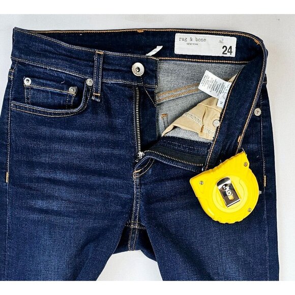 Rag Bone Size 24X25 Women Cate Mid Rise Ankle Skinny Blue Denim Carmen Jeans USA - Picture 11 of 14